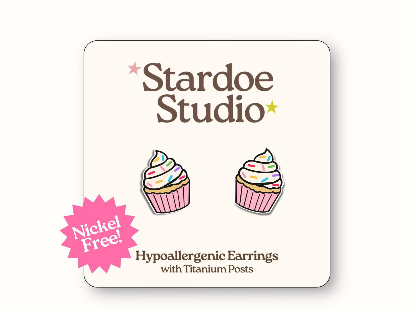 Cupcake Earrings in Pink