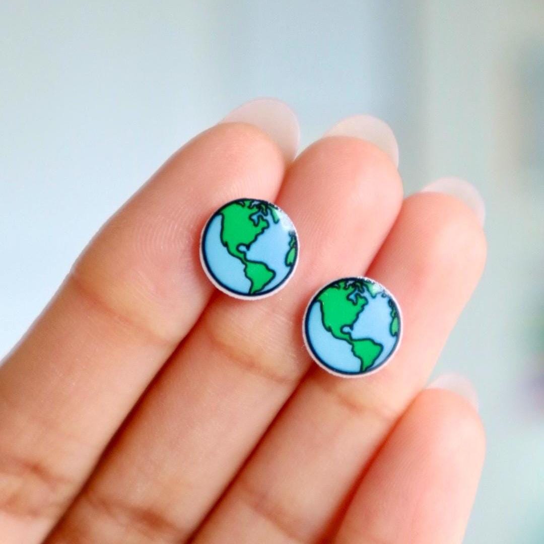 Planet Earth Globe Earrings