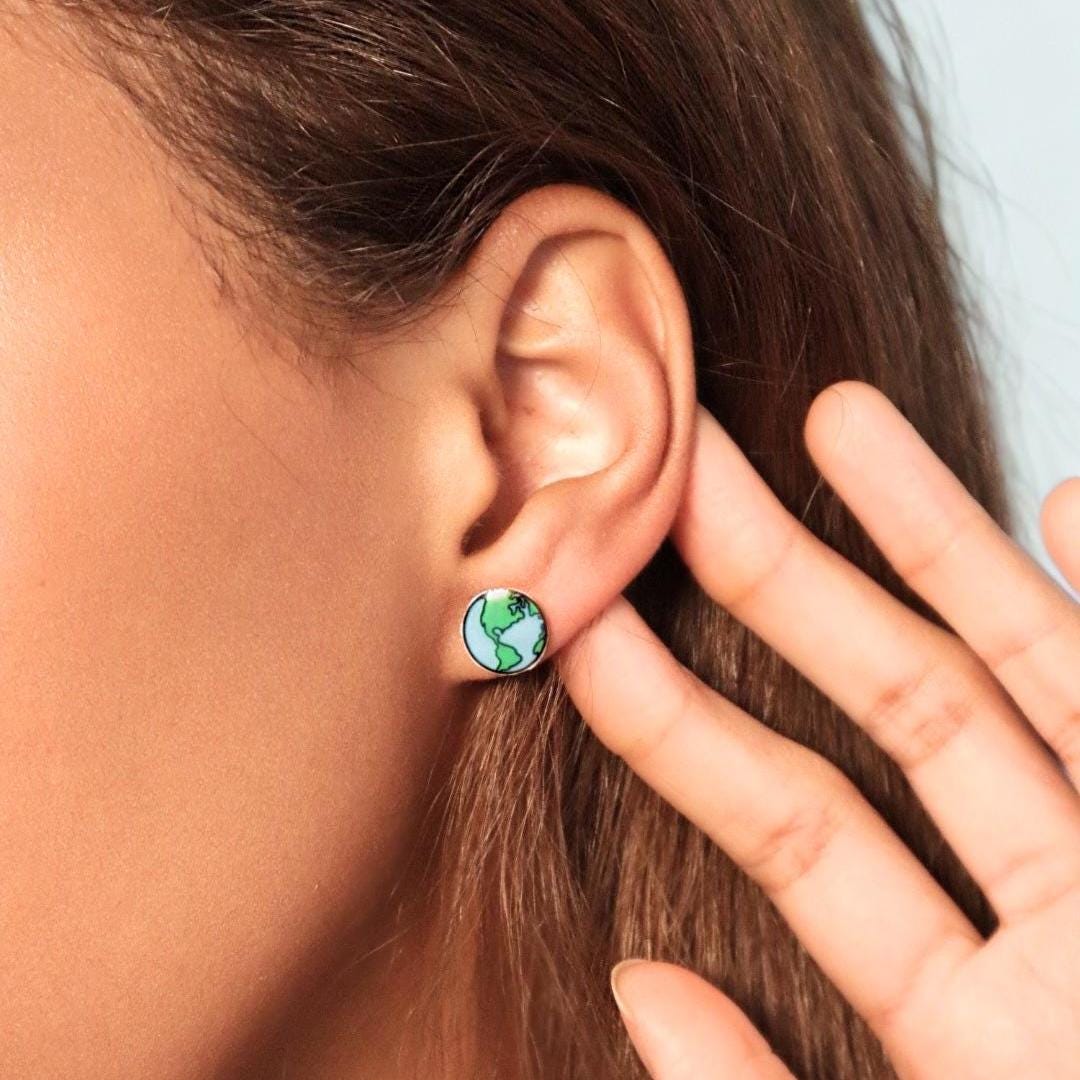 Planet Earth Globe Earrings