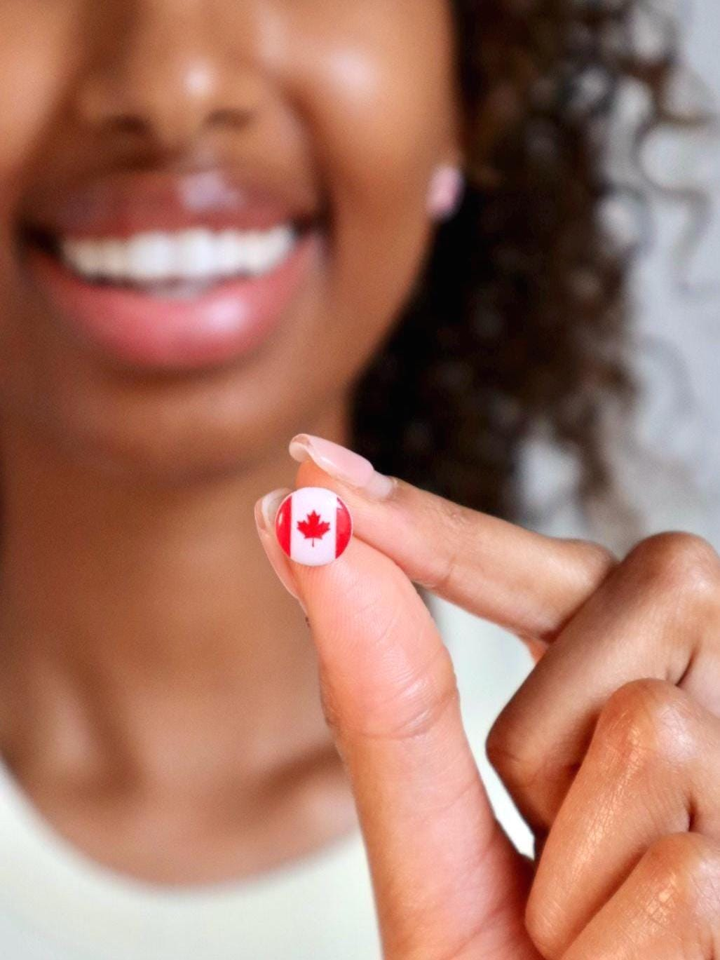 Round Canadian Flag Earrings