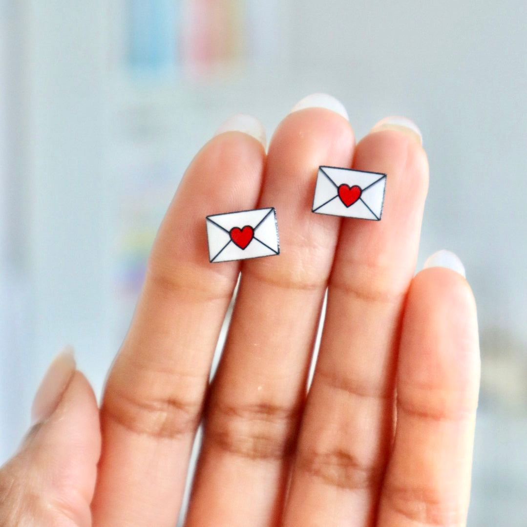 Heart Envelope Earring Studs