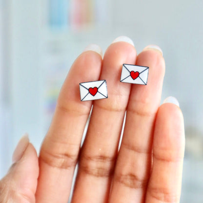 Heart Envelope Earring Studs