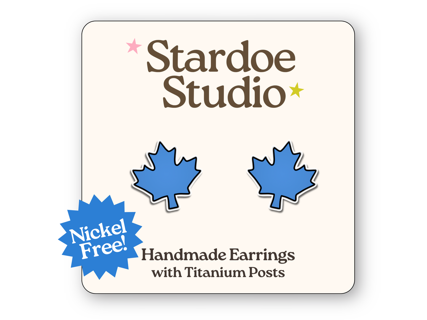 Maple Leaf Earrings in Blue