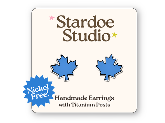 Maple Leaf Earrings in Blue