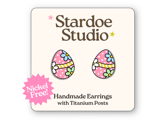 Pink Easter Egg Earrings