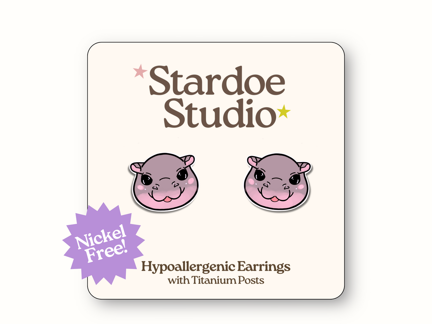 Moo Deng Hippo Earrings
