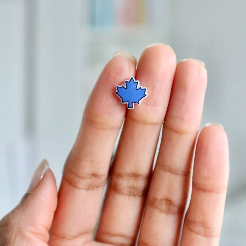 Maple Leaf Earrings in Blue