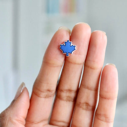Maple Leaf Earrings in Blue