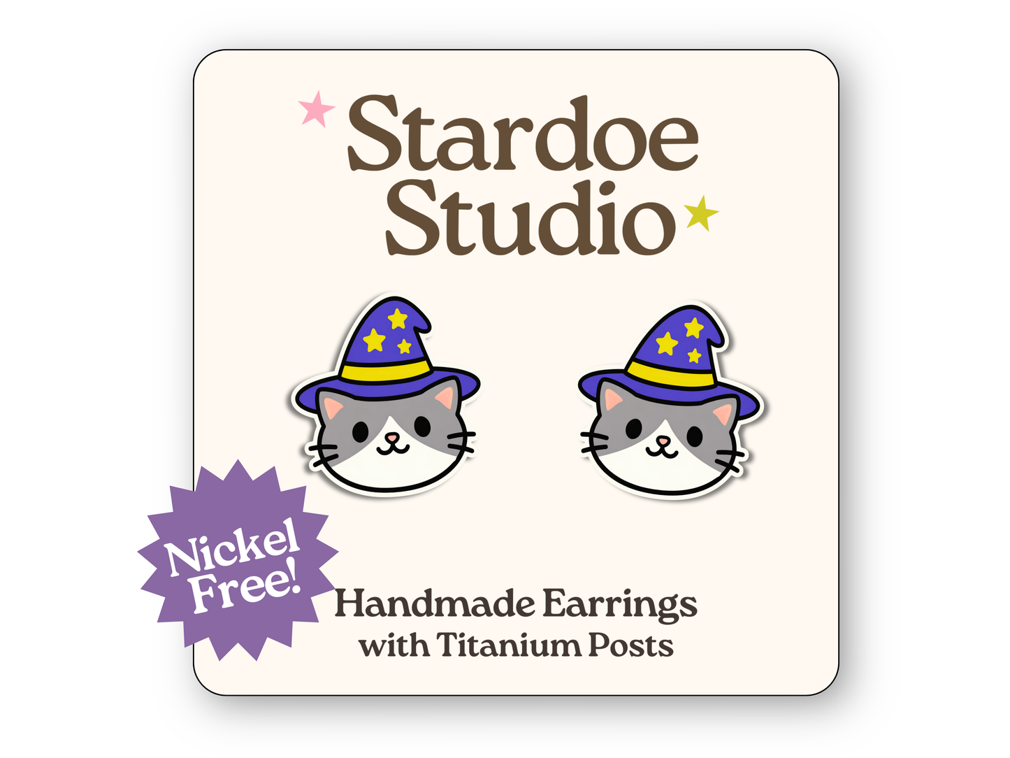 NEW Wizard Cat Earrings