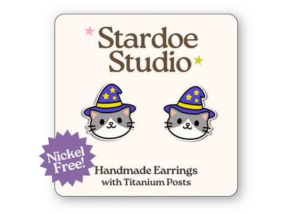 NEW Wizard Cat Earrings