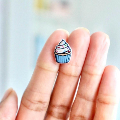 Cupcake Earrings in Blue