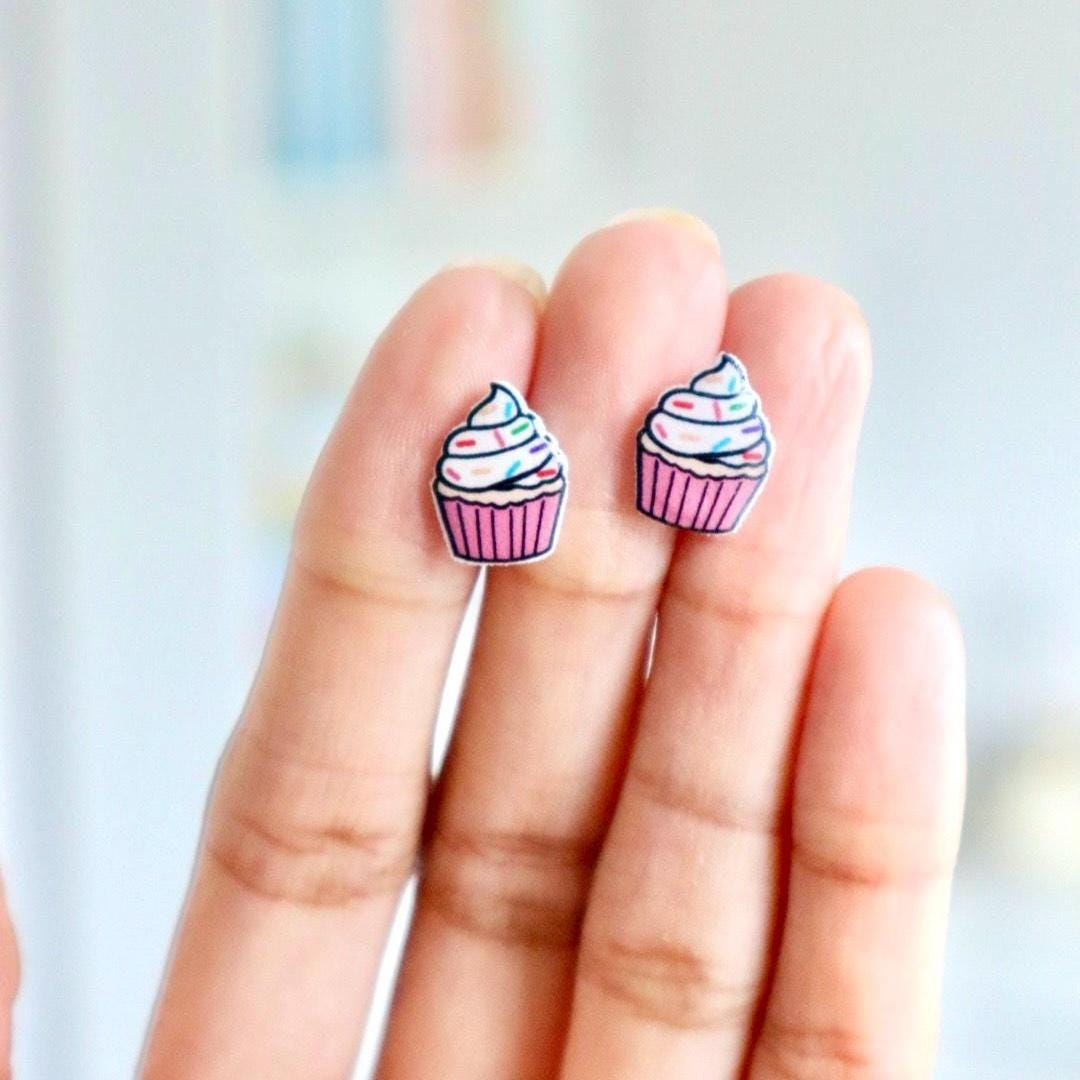 Cupcake Earrings in Pink