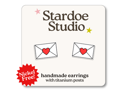 Heart Envelope Earring Studs