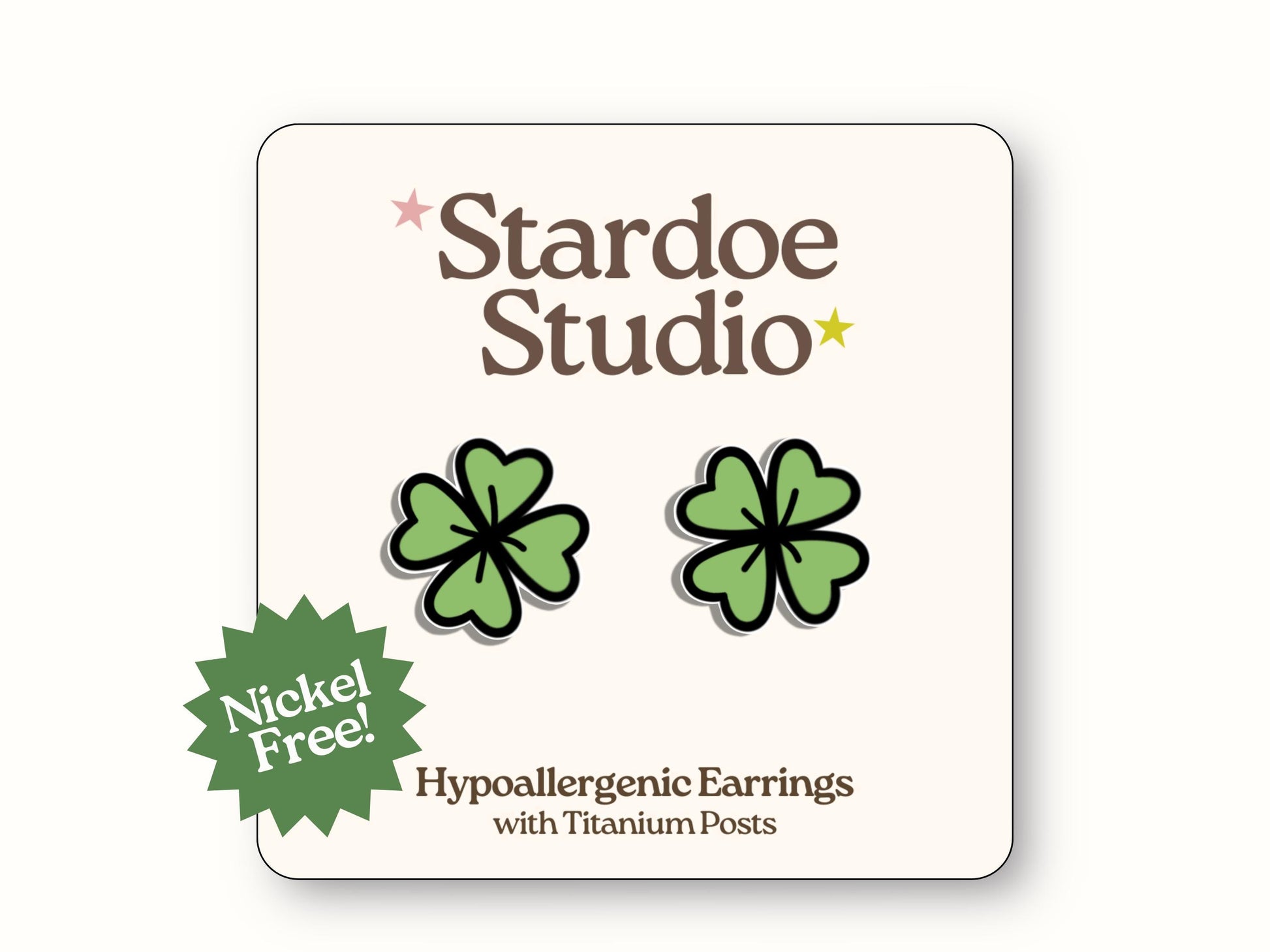 Four Leaf Clover Earrings, Lucky Charm Clover Jewelry, Cute Irish Shamrock Earrings