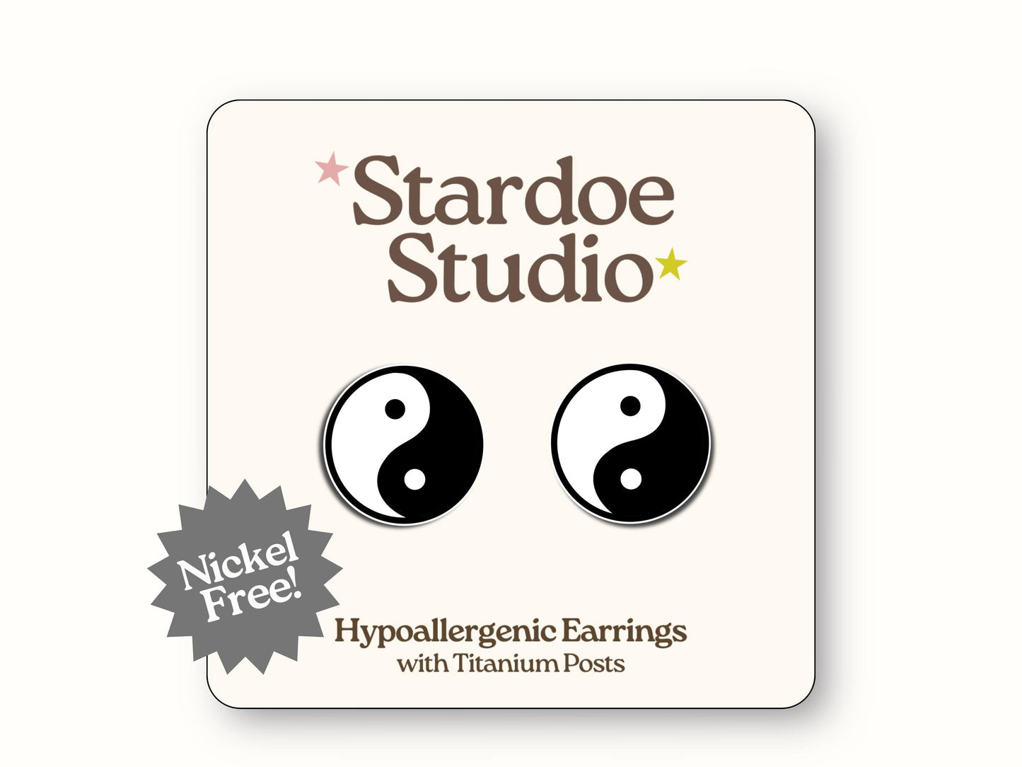 Yin and Yang Earrings, Yinyang Chinese Jewelry, Spirituality Studs