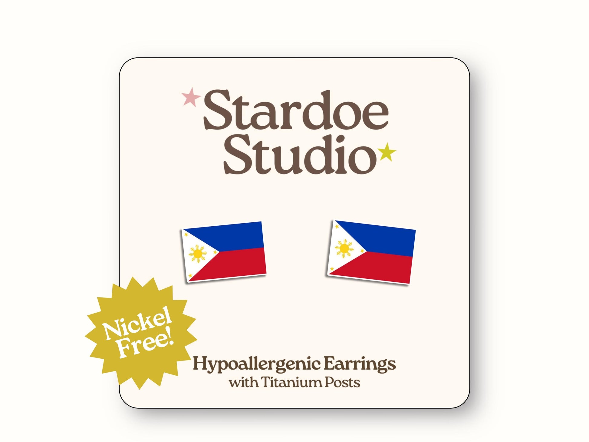 Philippines Flag Earrings, Filipino Earring Studs, Pinoy Pride Studs