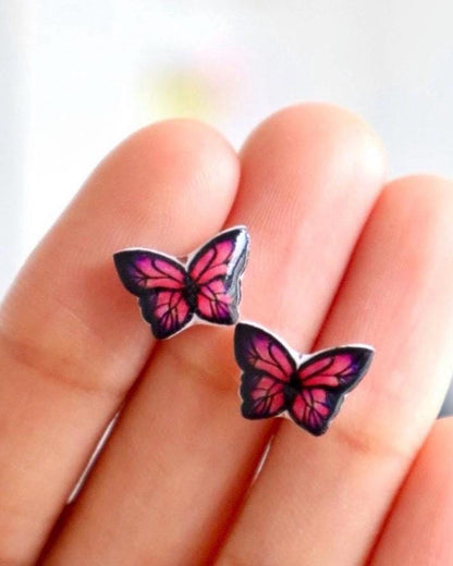 Pink Butterfly Earrings, Handmade Butterfly Jewelry, Fun Earrings for Kids
