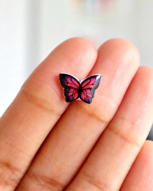 Pink Butterfly Earrings, Handmade Butterfly Jewelry, Fun Earrings for Kids