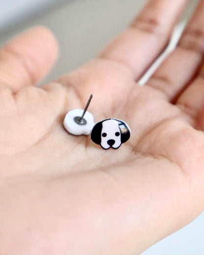 Puppy Dog Earrings in Black and White