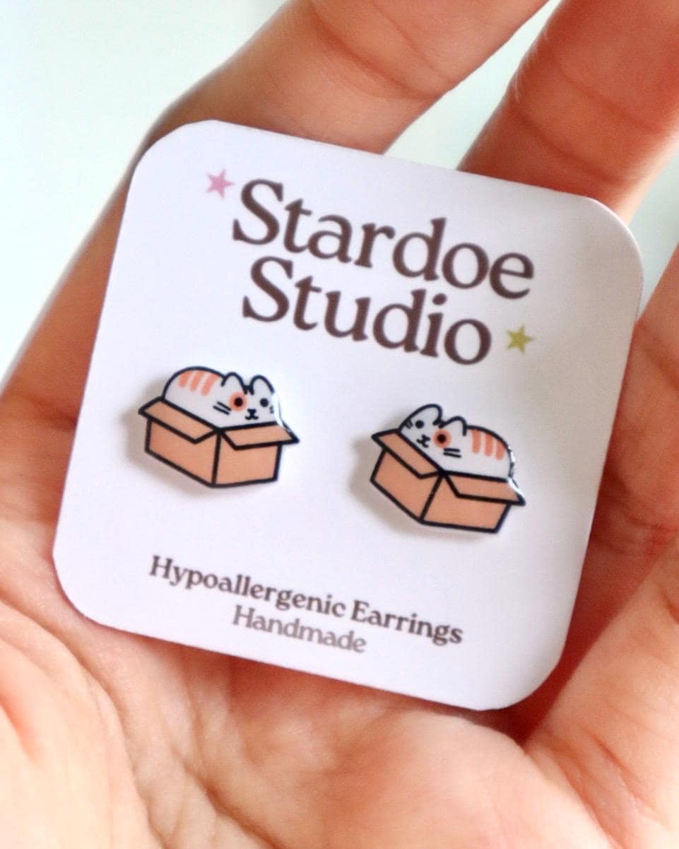 Cat In a Box Earrings
