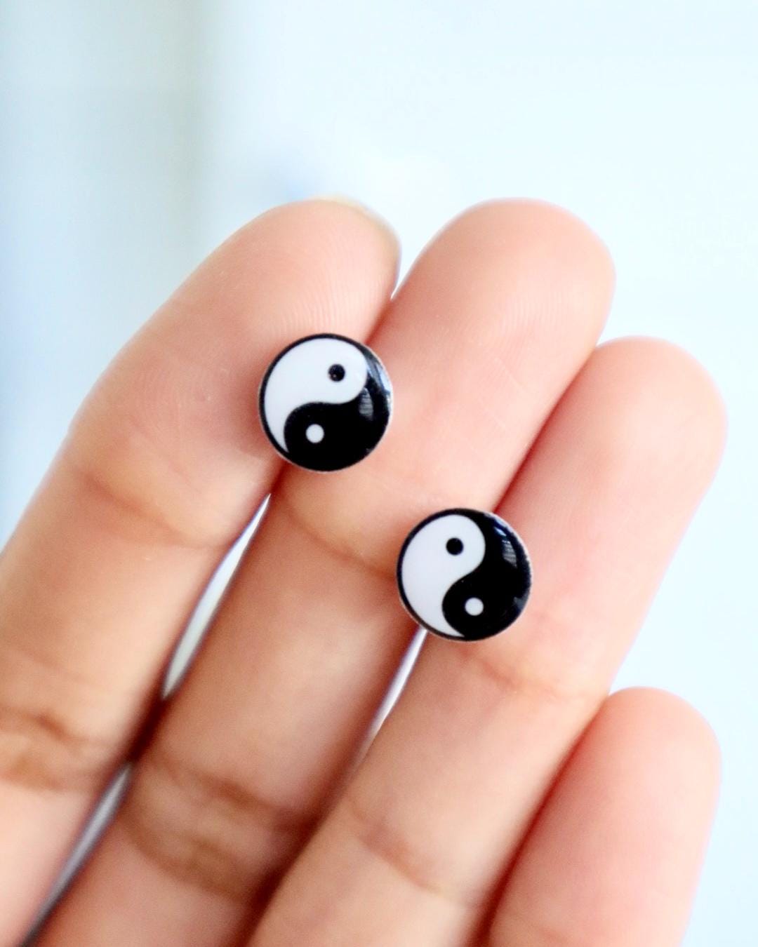 Yin and Yang Earrings, Yinyang Chinese Jewelry, Spirituality Studs
