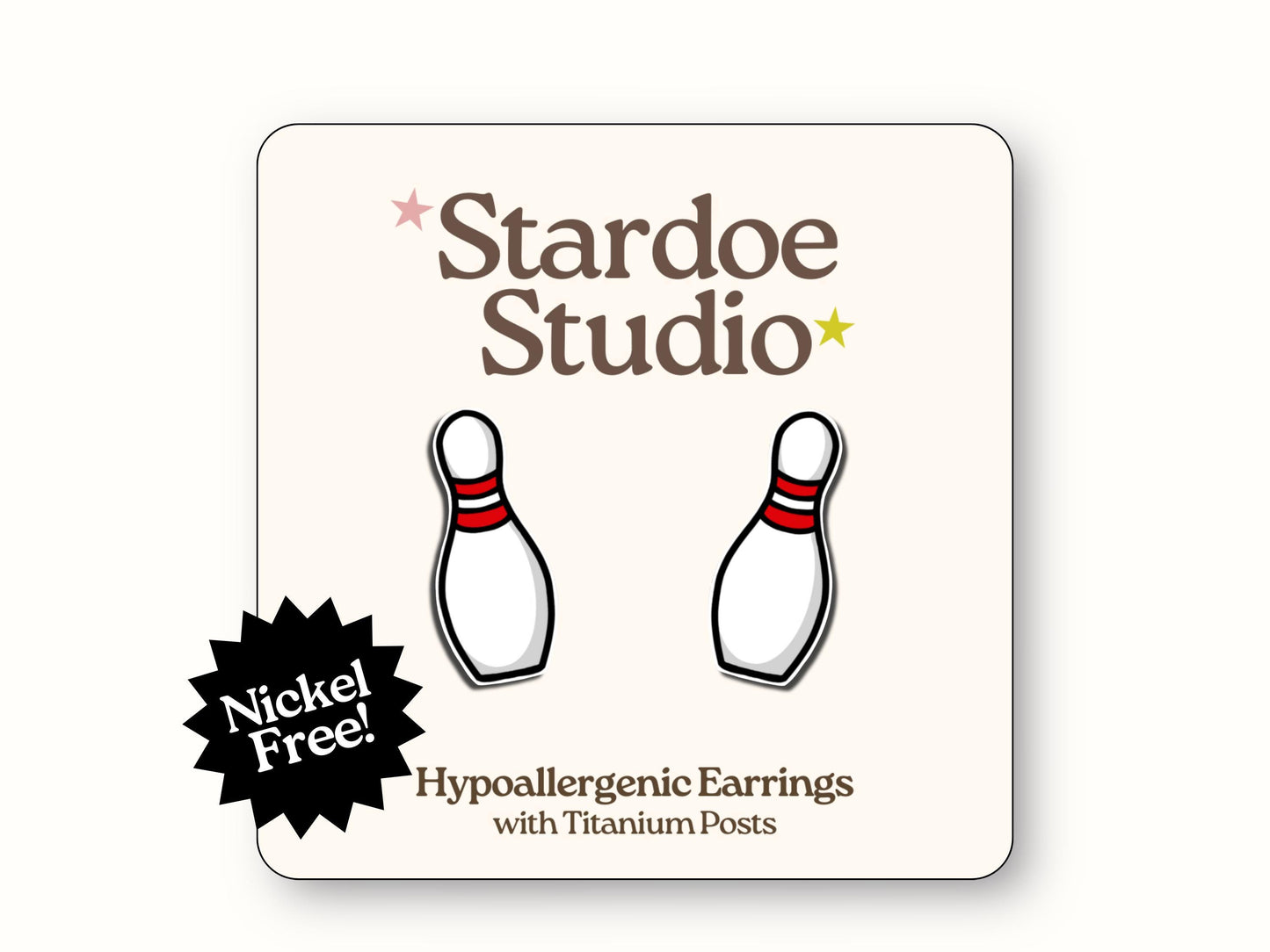 Bowling Pin Earrings, Unique Bowling Pin Jewelry, Bowling Ball Studs, Indie Punk Vibes