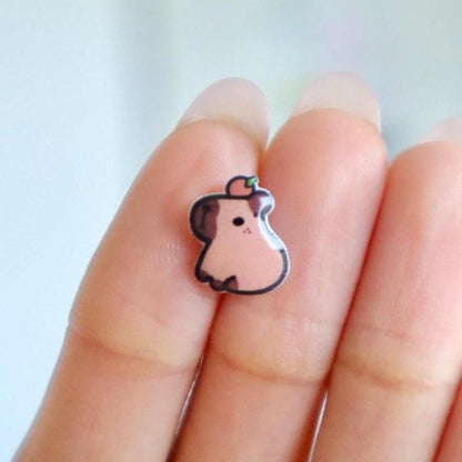 Capybara with Orange Earrings