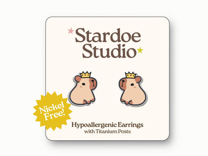 King Capybara Crown Earrings
