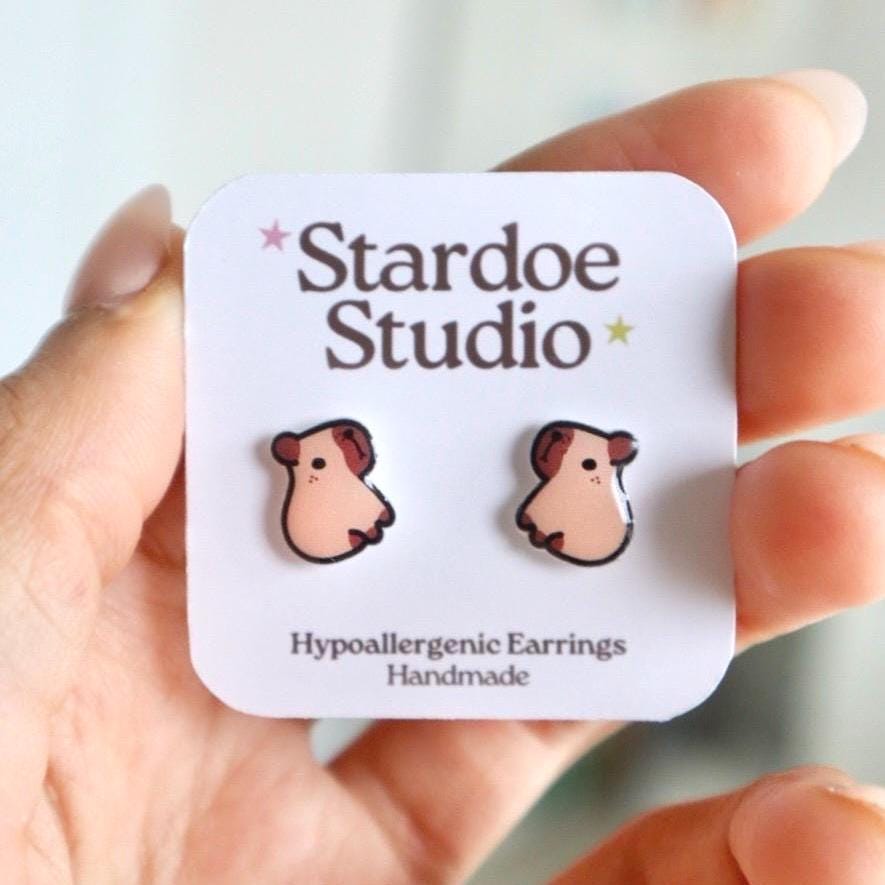 Capybara Earrings • Water Pig Jewelry • Cute earrings for kids • Gift for girls and boys • Happy Capy • Kawaii Stud Earrings