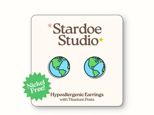Planet Earth Globe Earrings