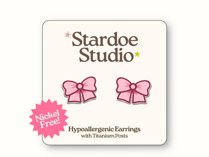 Pink Bow Earrings