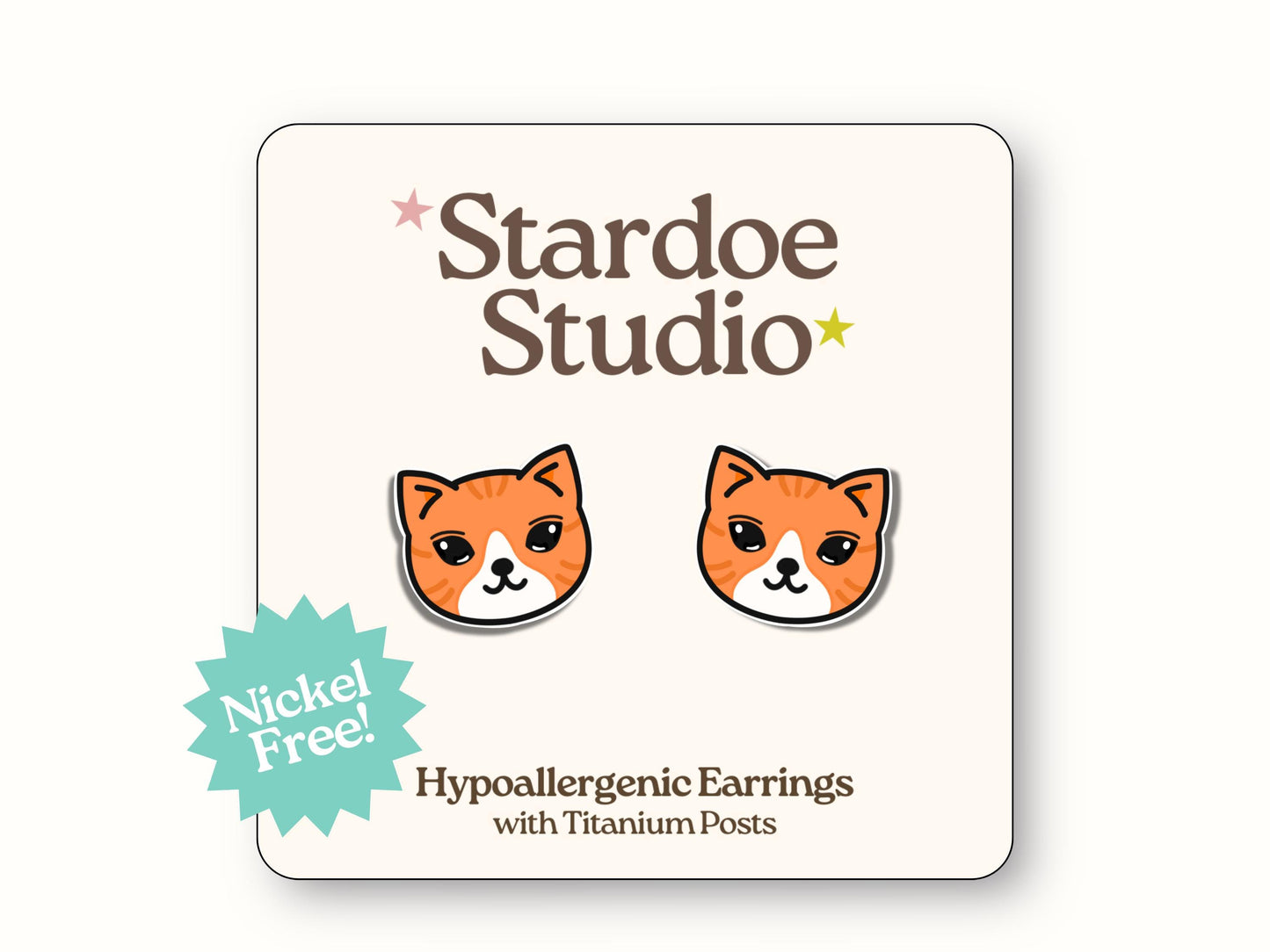 Orange Cat Earrings