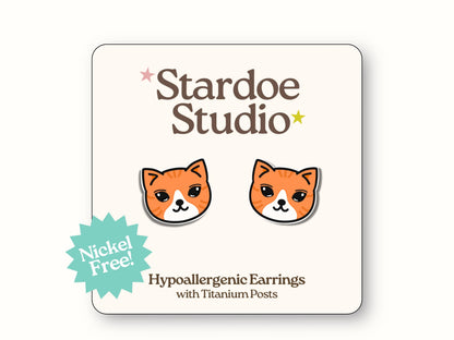 Orange Cat Earrings