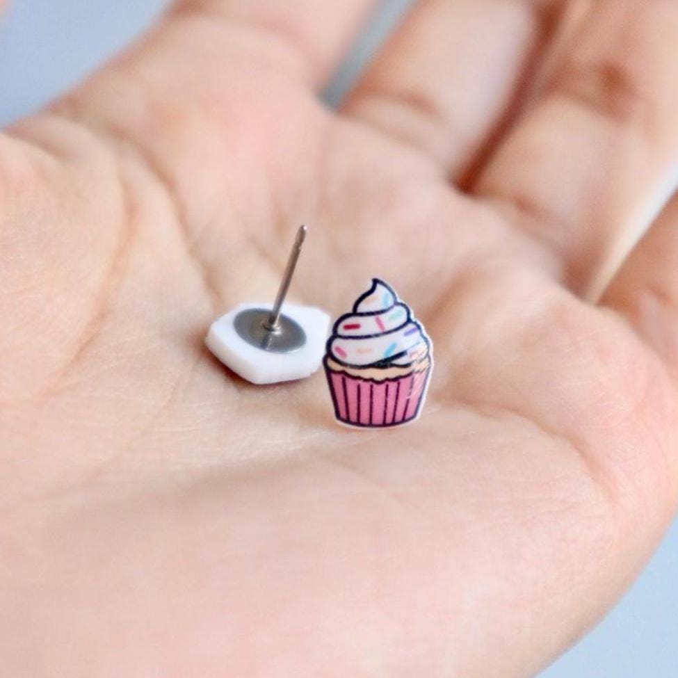 Cupcake Earrings in Pink