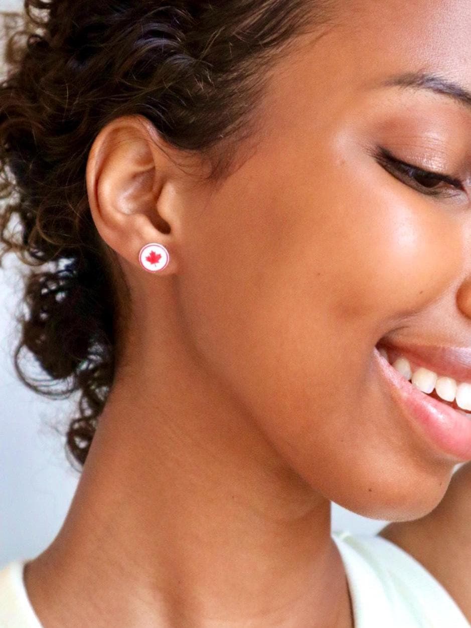Round Maple Leaf Earrings