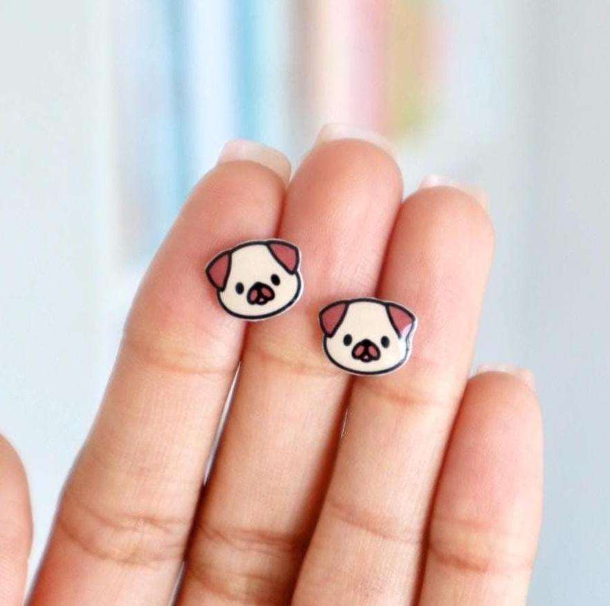 Pug Dog Earrings