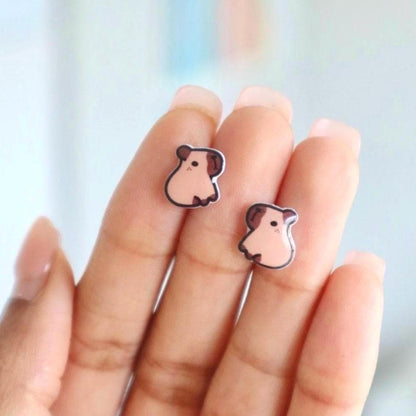 Capybara Earrings • Water Pig Jewelry • Cute earrings for kids • Gift for girls and boys • Happy Capy • Kawaii Stud Earrings