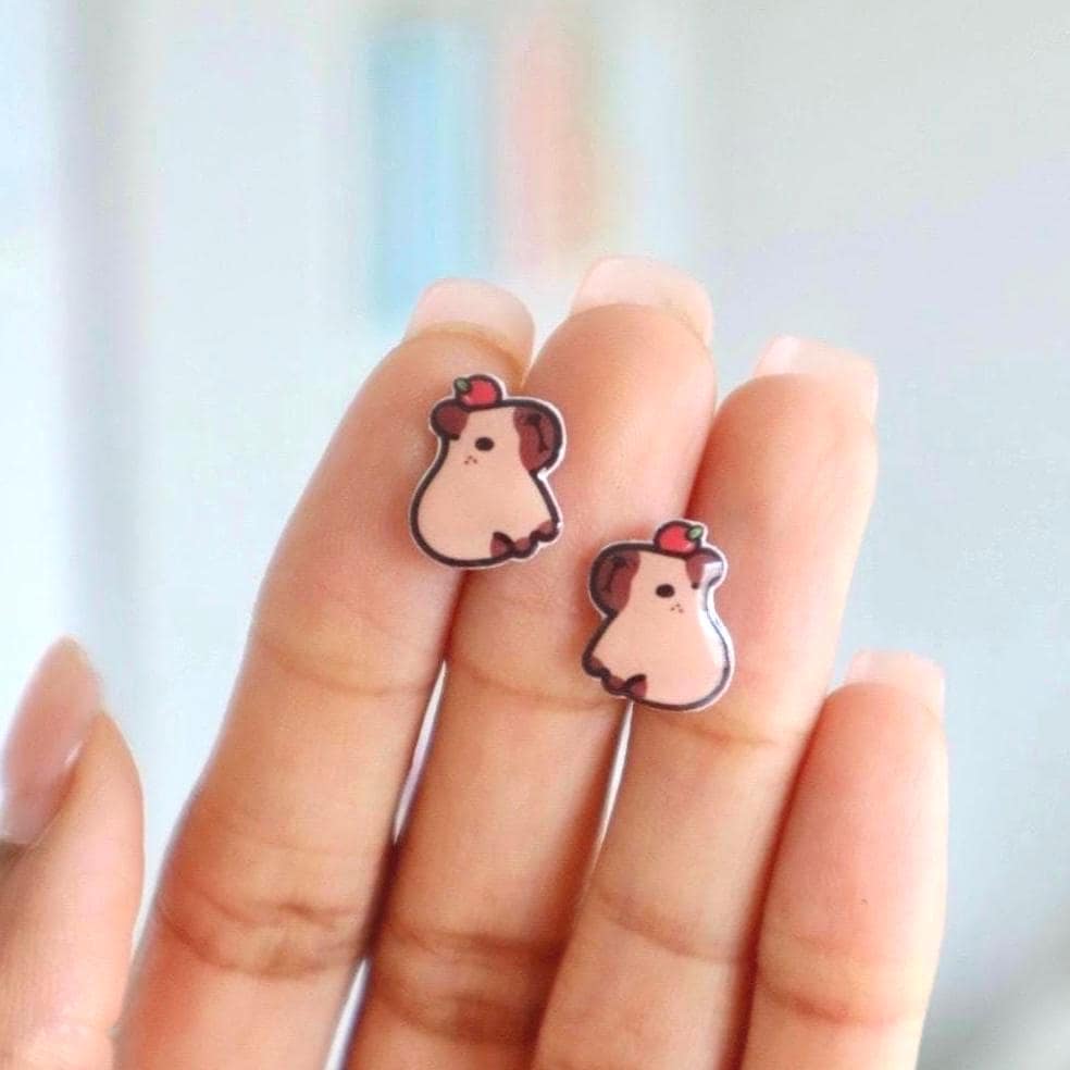Capybara with Apple Earrings