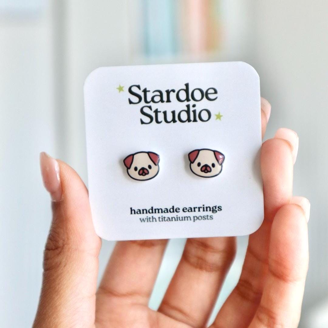 Pug Dog Earrings