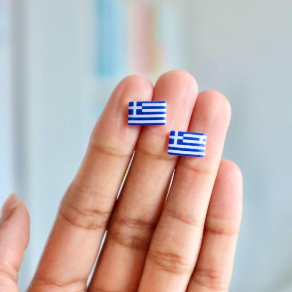 Greece Flag Earrings