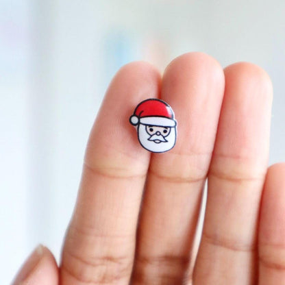 Santa Claus Earrings • Christmas Studs • Holiday Jewelry Gift • Hypoallergenic Earrings • Festive Earrings for Kids • Santa Face Studs
