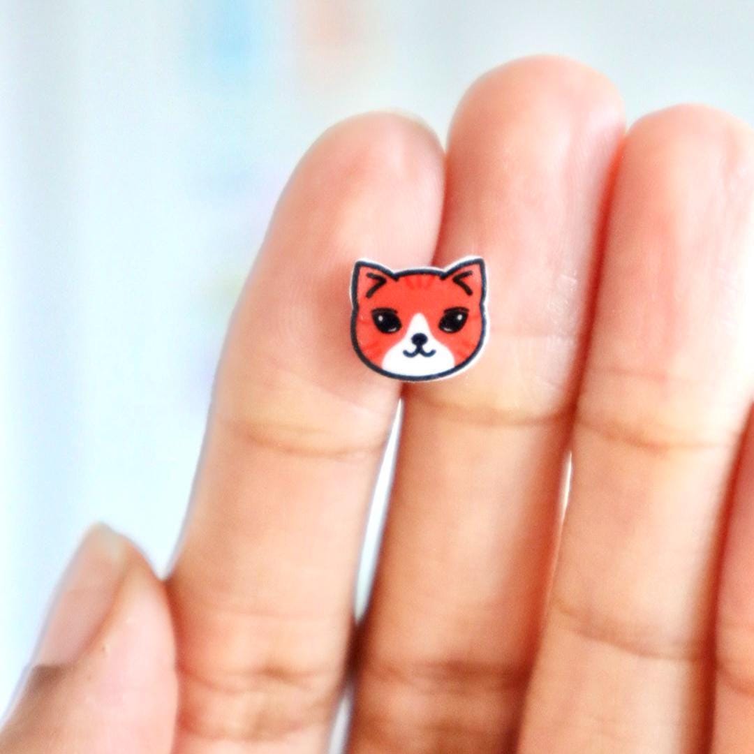 Orange Cat Earrings