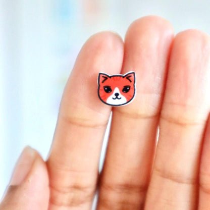 Orange Cat Earrings