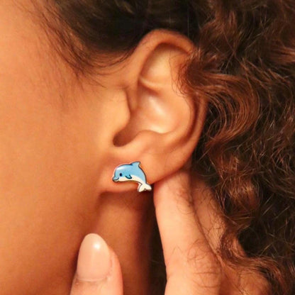 Dolphin and Rainbow Cloud Earrings