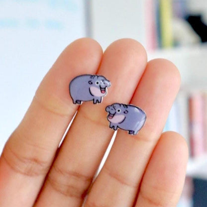 Moo Deng Full Hippo Earrings