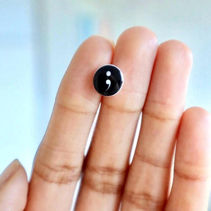 Black Semi Colon Earrings