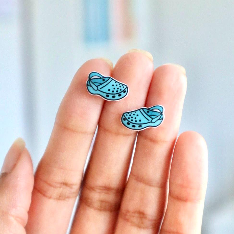 Blue Croc Earrings
