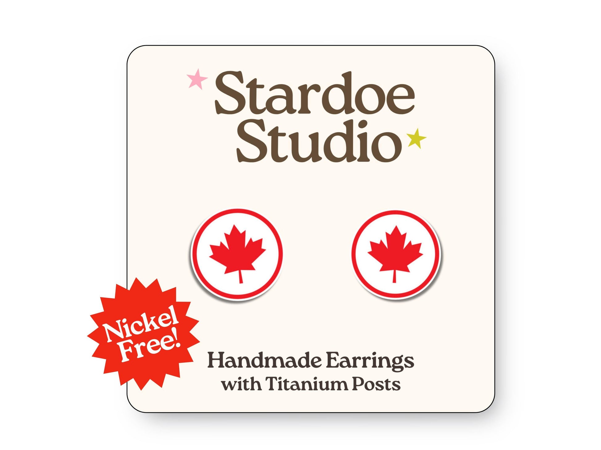 Round Canadian Flag Earrings